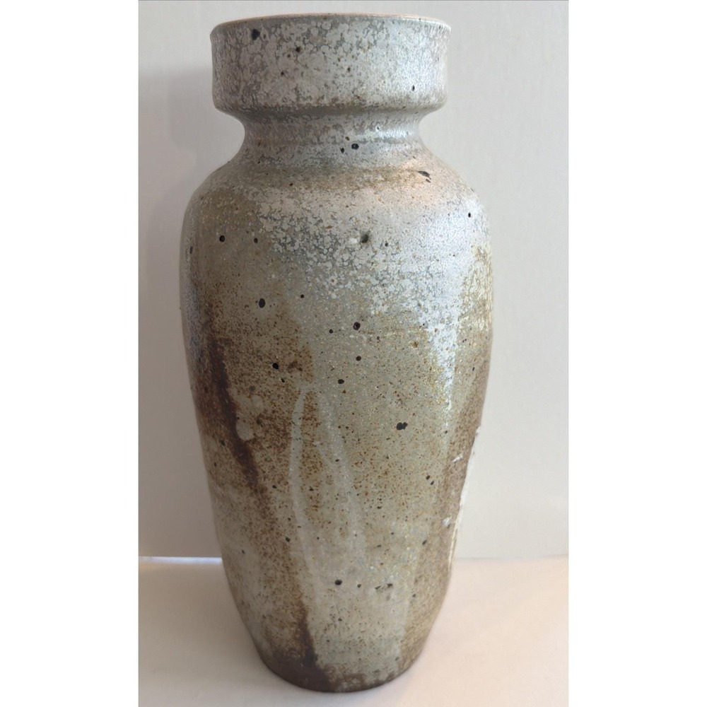 MCM Mischa Kallis Studio Pottery Vase 10" Signed Ash Glaze Schindler Hollywood